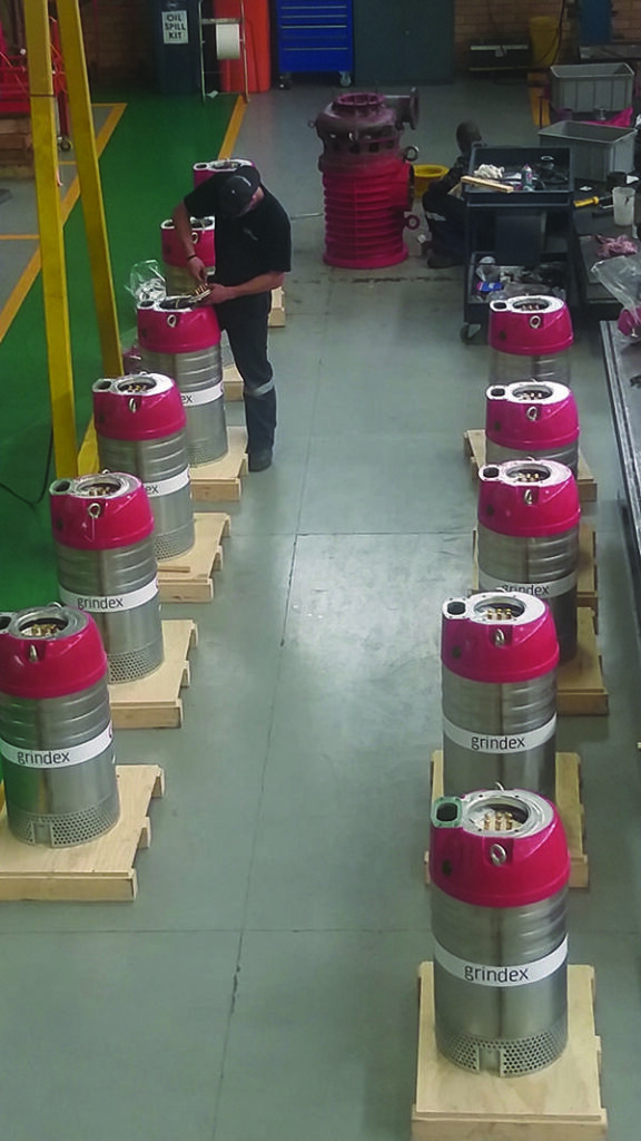 Grindex Maxi Lite dewatering pumps being readied for dispatch to a customer.