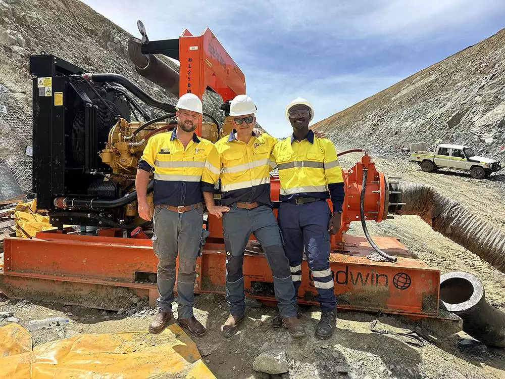The Integrated Pump Technology team pictured on site in Tanzania, supporting local mining operations with reliable dewatering solutions.